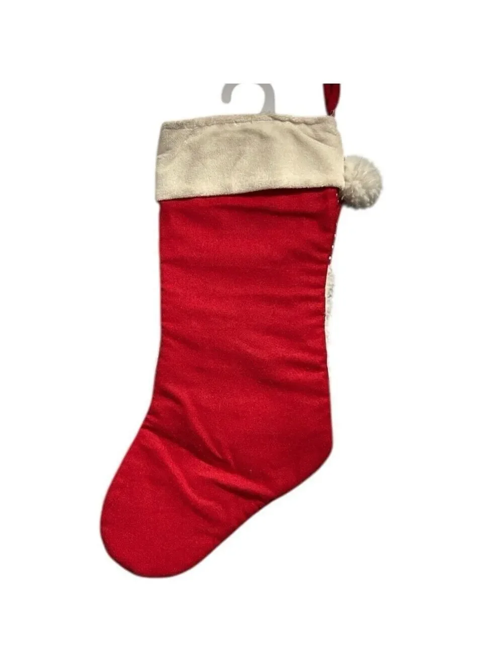 Bella Luxe 21” Christmas Stocking with 3D Santa Face and Faux Fur Beard